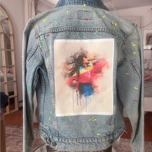 Artistic Denim Jacket with BOB MARLEY Vibrant Print